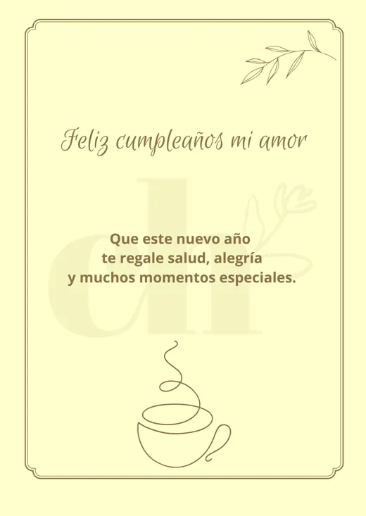 Tarjeta Feliz cumpleaños con taza de café